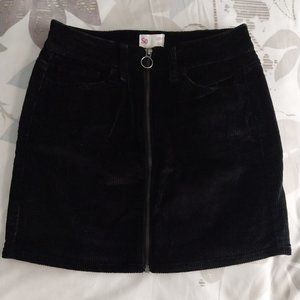 SO Black Corduroy Zip Up Mini Skirt